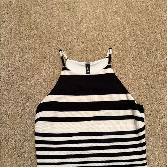 Design Lab Lord and Taylors Striped Black and White High neck Dress - Picture 4 of 5